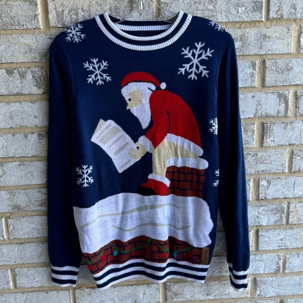Tipsy Elves Santa Ugly Long Sleeve Sweater Men's Size S